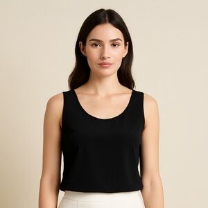 Armani Collezioni Black Sleeveless Silk Blend Top Size 10